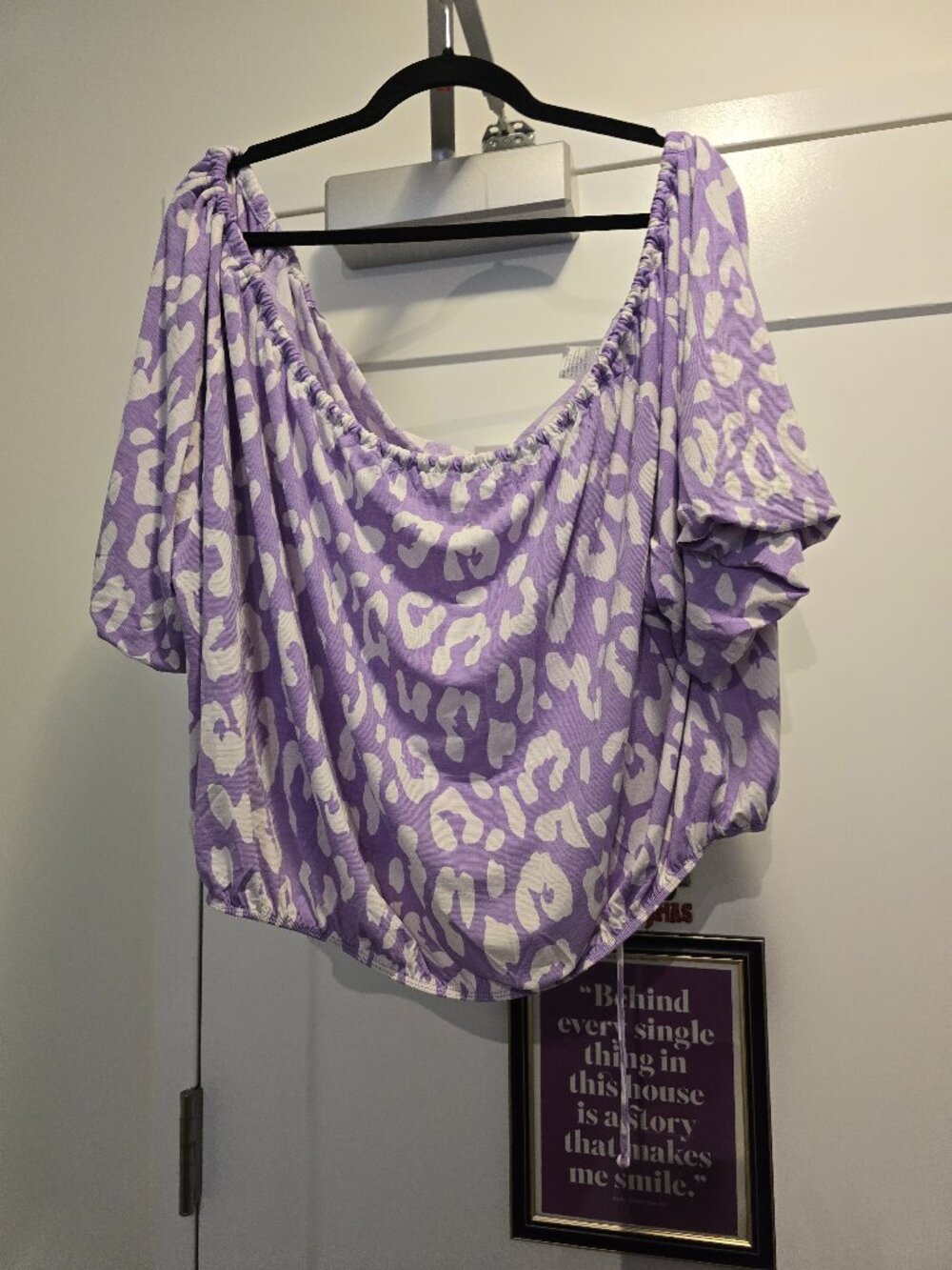 Sew In Love Purple Leopard Print Off-the-Shoulder Crop Top